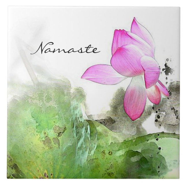 POND LOTUS l Chinese Brush Painting Art Tile (Front)