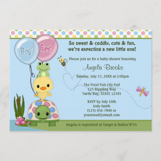 Pond Pals Duck Baby Shower Invitation Frog #2