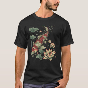 Pond Pet Carp Lover Japanese Art Flower Koi Lotus T-Shirt