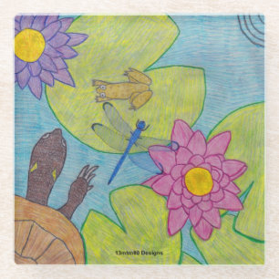 Pond Scene - Glass Coaster