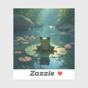 Pond Sentinel – Frog Wildlife Art Square Vinyl