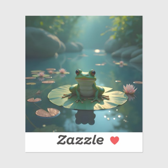 Pond Sentinel – Frog Wildlife Art Square Vinyl (Sheet)
