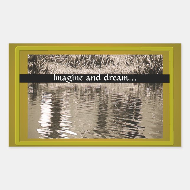 Pond Sepia Photograph Rectangular Sticker (Front)