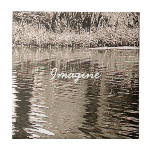 Pond Sepia Photograph Tile Trivet
