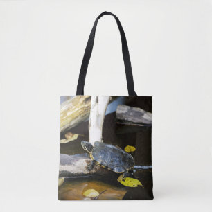 Pond slider turtle in the wild tote bag