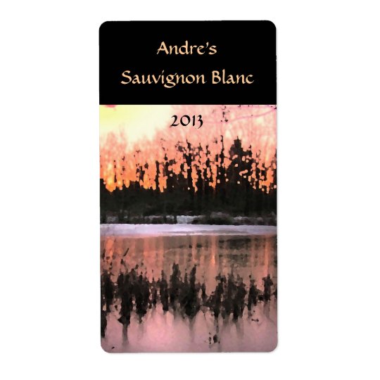 Pond Sunset Wine Label Shipping Label