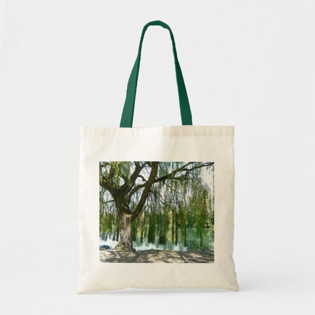 Pond through the Weeping Willow Tree Tote Bag (Front)