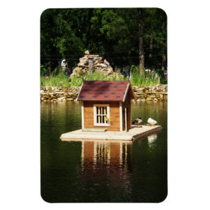 Pond with bird house  magnet