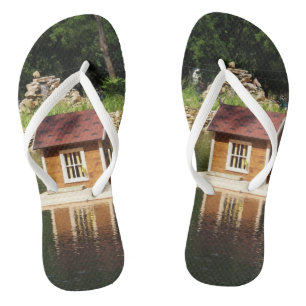 Pond with duck house and alphine slide thongs