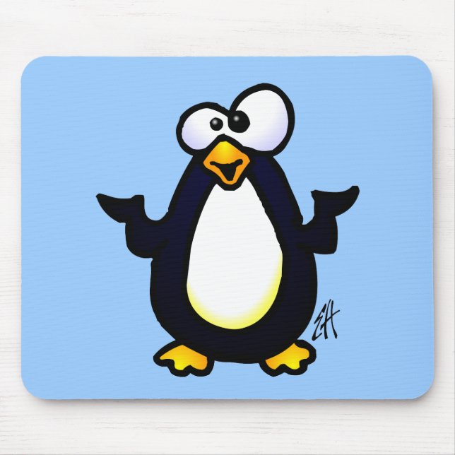 Pondering Penguin Mouse Pad (Front)