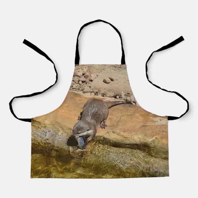 **"Pondside Feast: An Otter and His Catch"** Apron (Front)