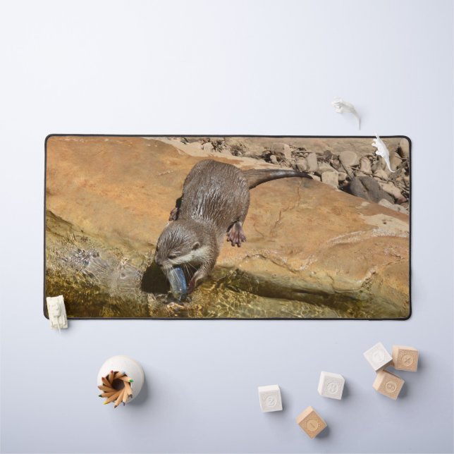 **"Pondside Feast: An Otter and His Catch"** Desk Mat (Kids Table)