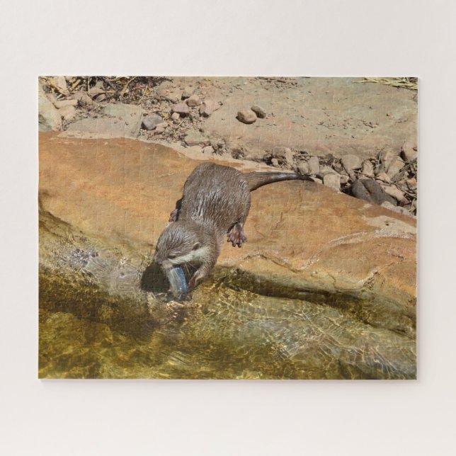 **"Pondside Feast: An Otter and His Catch"** Jigsaw Puzzle (Horizontal)