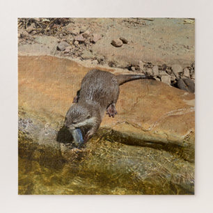 **"Pondside Feast: An Otter and His Catch"** Jigsaw Puzzle