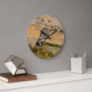 **"Pondside Feast: An Otter and His Catch"** Large Clock