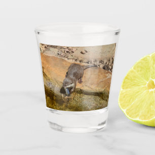 **"Pondside Feast: An Otter and His Catch"** Shot Glass