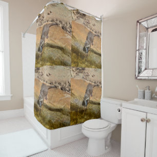 **"Pondside Feast: An Otter and His Catch"** Shower Curtain