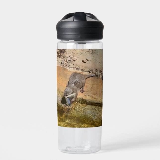 **"Pondside Feast: An Otter and His Catch"**  Water Bottle (Front)