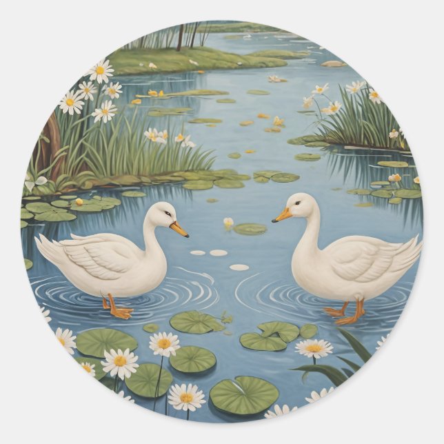 Pondside Tranquility Classic Round Sticker (Front)