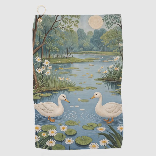 Pondside Tranquility Golf Towel (Front)