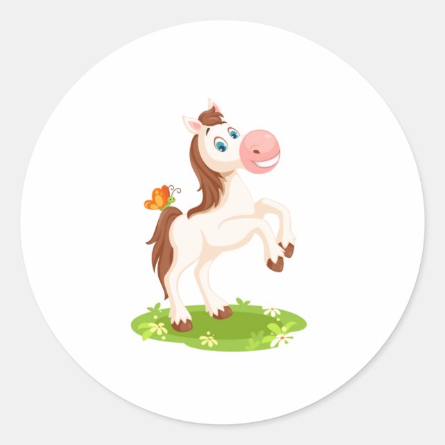 Poney  classic round sticker (Front)