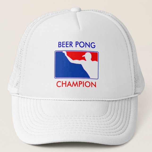 PONG, BEER PONG , CHAMPION TRUCKER HAT (Front)