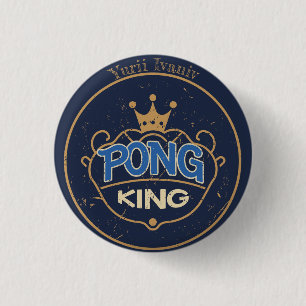 Pong King Blue 3 Cm Round Badge