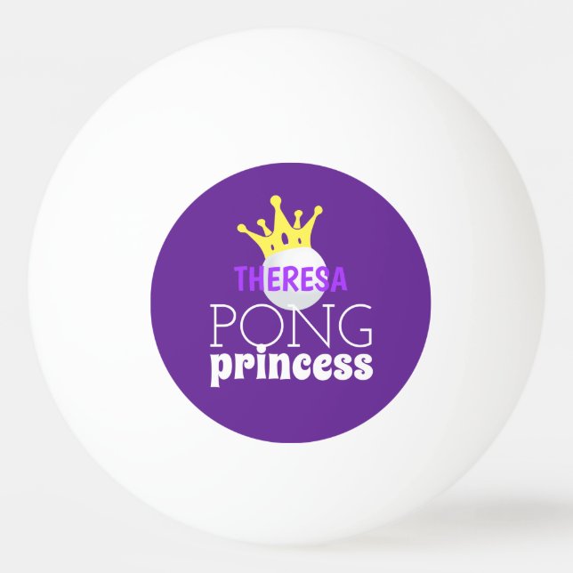 Pong Princess Purple Personalised Name  Ping Pong Ball (Front)