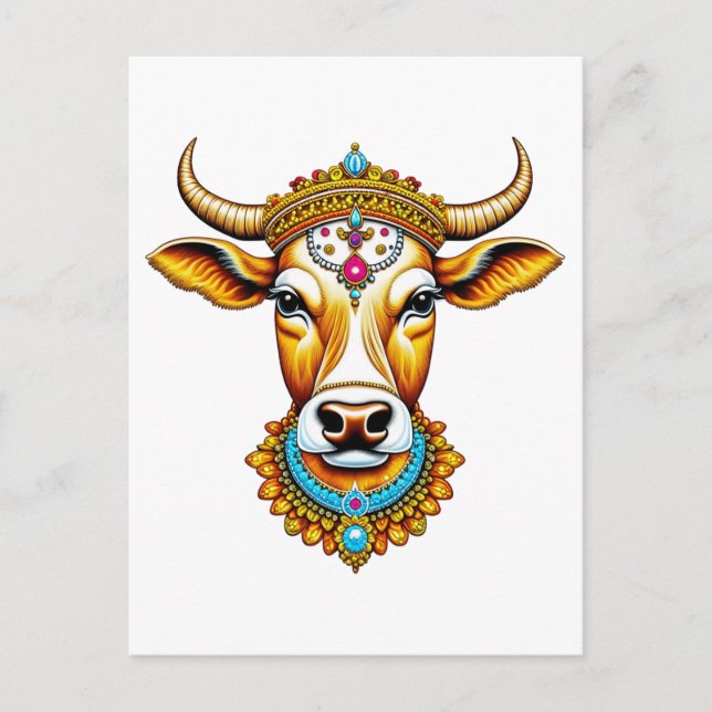 Pongal Decorated Cow Postcard (Front)