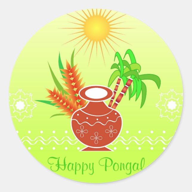 Pongal - South Indian festival Classic Round Sticker (Front)