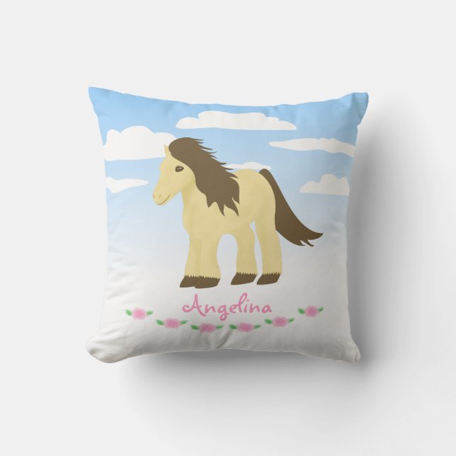 Ponies n Roses Pillow - Pony Nursery/Bedroom Theme (Front)