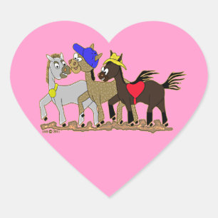 Ponies Three Heart Sticker