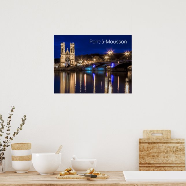 Pont a Mousson Panorama with Moselle Souvenir Poster (Kitchen)