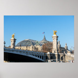 Pont Alexandre III and Grand Palais on a sunny day Poster
