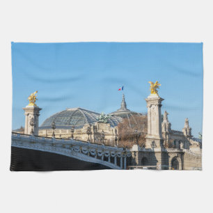 Pont Alexandre III and Grand Palais on a sunny day Tea Towel