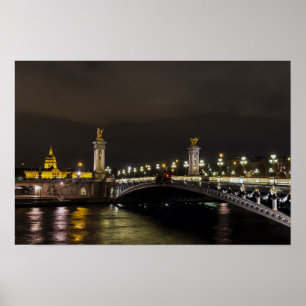 Pont Alexandre III and Invalid at night Poster