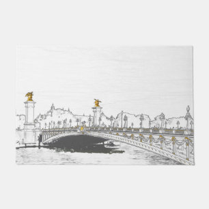 Pont Alexandre III on Seine River - Paris France Doormat