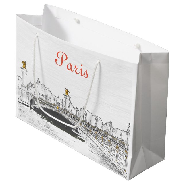 Pont Alexandre III on Seine River - Paris France Large Gift Bag (Front Angled)