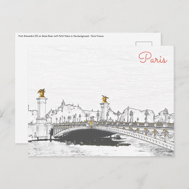 Pont Alexandre III on Seine River - Paris France Postcard (Front/Back)