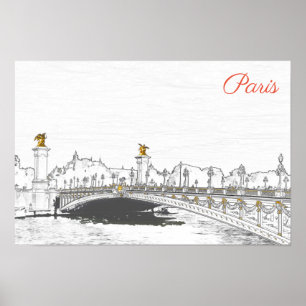 Pont Alexandre III on Seine River - Paris France Poster