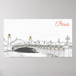 Pont Alexandre III on Seine River - Paris France Poster