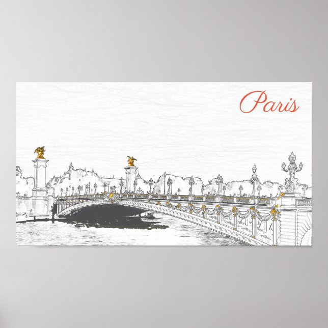 Pont Alexandre III on Seine River - Paris France Poster (Front)