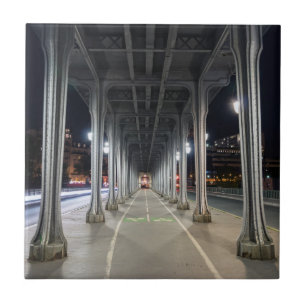 Pont de Bir-Hakeim at night - Paris, France Ceramic Tile