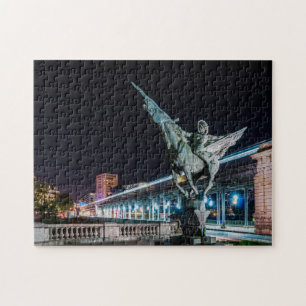 Pont de Bir-Hakeim at night - Paris, France Jigsaw Puzzle