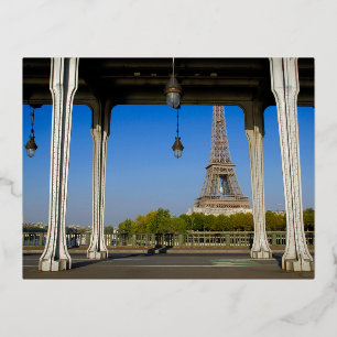 Pont de Bir Hakeim in Paris Foil Holiday Postcard