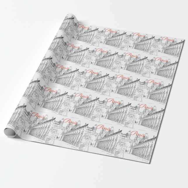Pont de Bir-Hakeim over the Seine - Paris, France Wrapping Paper (Unrolled)