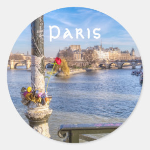 Pont des Arts on Valentine's day - Paris Classic Round Sticker