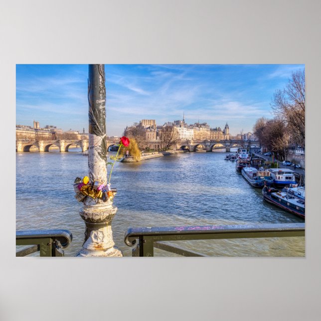 Pont des Arts on Valentine's day - Paris Poster (Front)