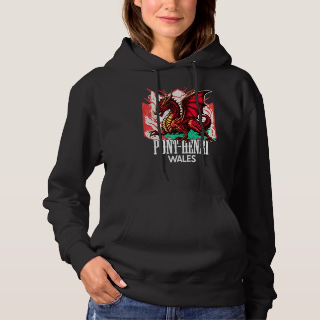 Pont henri Wales Welsh Flag Y Ddraig Goch Dragon Hoodie (Front)