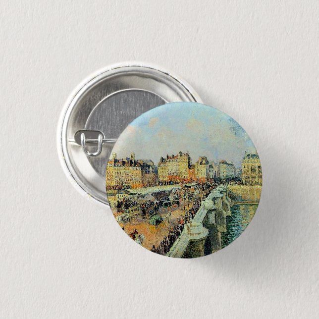 Pont Neuf, Afternoon, Sunlight Camille Pissarro    3 Cm Round Badge (Front & Back)
